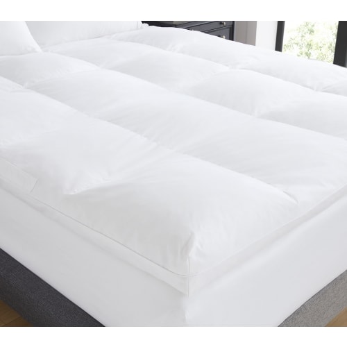 Downlite Deluxe Baffle Box Featherbed, 100% Cotton, 4" Gusset, Hotel King, 72x80, White
